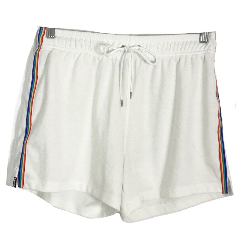 NWOT SAMMY Short Men XL White Rainbow Stripes Pull On Fabric USA